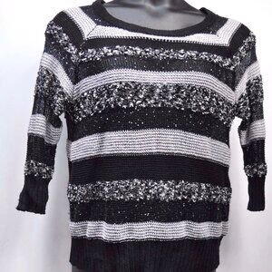 INC International Concepts Radiance Black Silver Gray Metallic Sweater  Size 0X